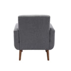 Fauteuil d'appoint avec revêtement en tissu ou en polyuréthane et pieds en bois d'hévéa