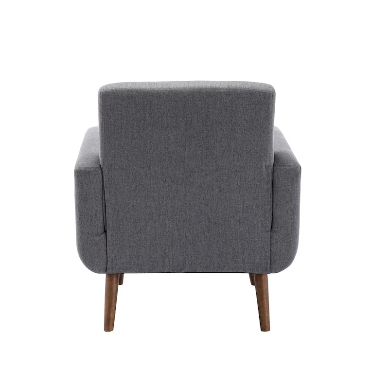 Fauteuil d'appoint avec revêtement en tissu ou en polyuréthane et pieds en bois d'hévéa