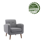 Fauteuil d'appoint avec revêtement en tissu ou en polyuréthane et pieds en bois d'hévéa