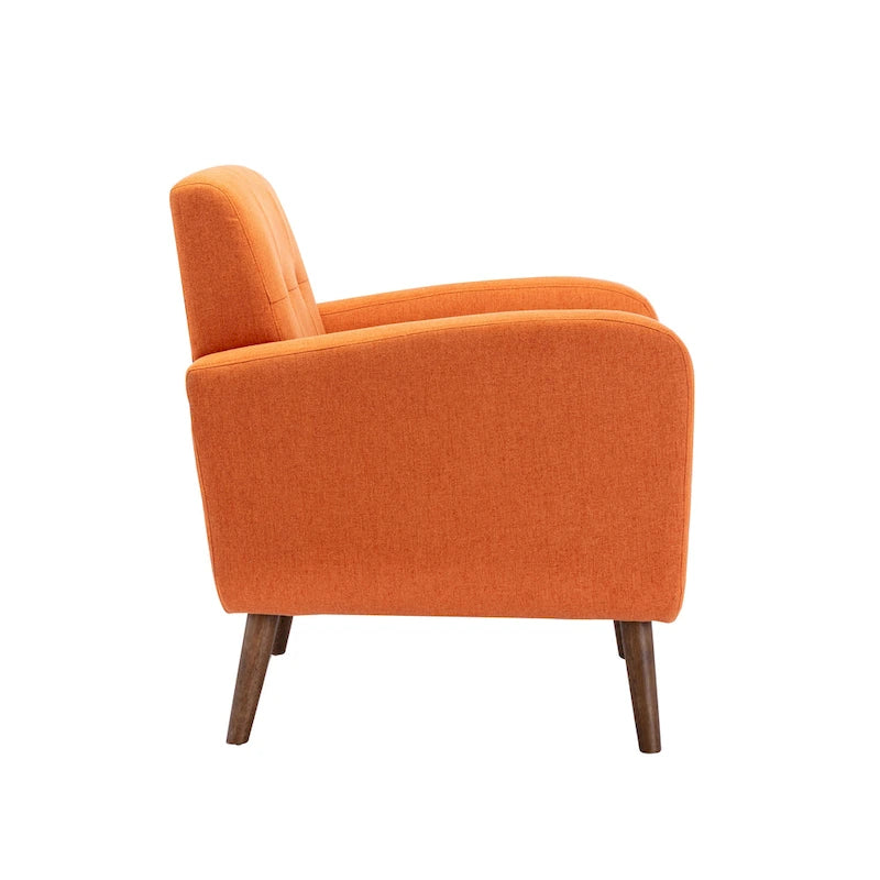 Fauteuil d'appoint avec revêtement en tissu ou en polyuréthane et pieds en bois d'hévéa