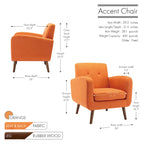 Fauteuil d'appoint avec revêtement en tissu ou en polyuréthane et pieds en bois d'hévéa