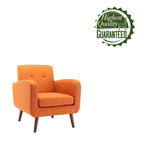 Fauteuil d'appoint avec revêtement en tissu ou en polyuréthane et pieds en bois d'hévéa