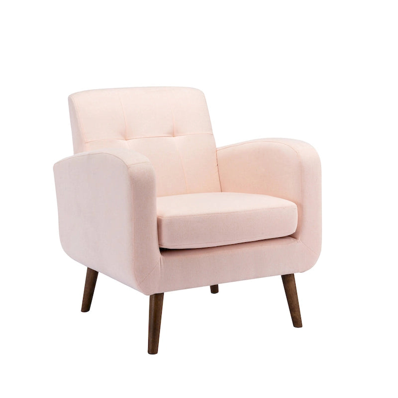 Fauteuil d'appoint avec revêtement en tissu ou en polyuréthane et pieds en bois d'hévéa