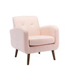 Fauteuil d'appoint avec revêtement en tissu ou en polyuréthane et pieds en bois d'hévéa