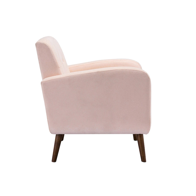 Fauteuil d'appoint avec revêtement en tissu ou en polyuréthane et pieds en bois d'hévéa