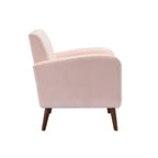 Fauteuil d'appoint avec revêtement en tissu ou en polyuréthane et pieds en bois d'hévéa