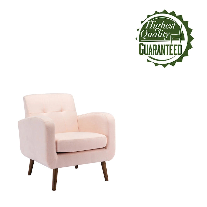 Fauteuil d'appoint avec revêtement en tissu ou en polyuréthane et pieds en bois d'hévéa