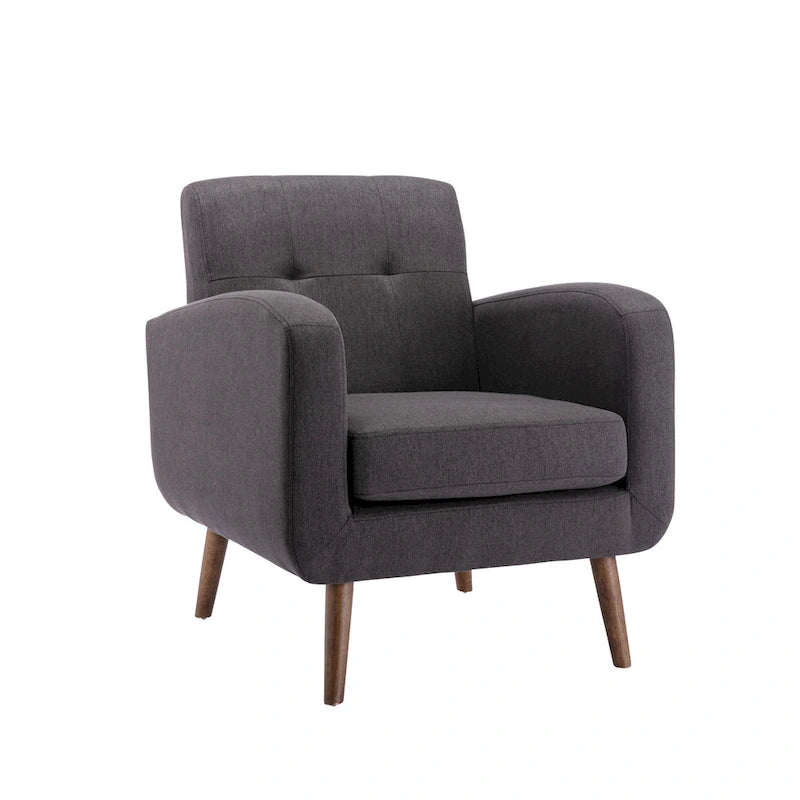 Fauteuil d'appoint avec revêtement en tissu ou en polyuréthane et pieds en bois d'hévéa