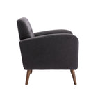 Fauteuil d'appoint avec revêtement en tissu ou en polyuréthane et pieds en bois d'hévéa