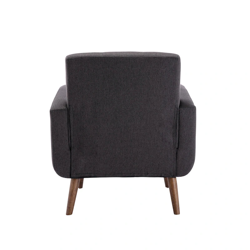 Fauteuil d'appoint avec revêtement en tissu ou en polyuréthane et pieds en bois d'hévéa