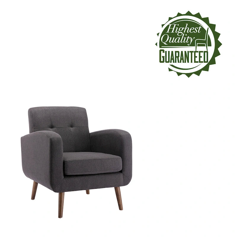 Fauteuil d'appoint avec revêtement en tissu ou en polyuréthane et pieds en bois d'hévéa