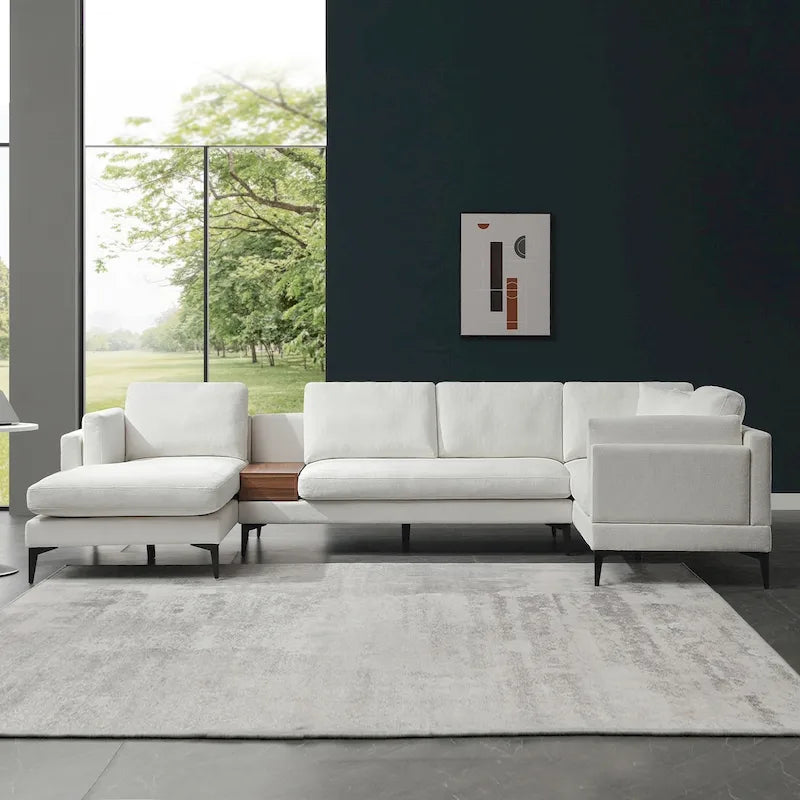 Canapé modulable réversible en U avec table d'appoint en bois et design réversible