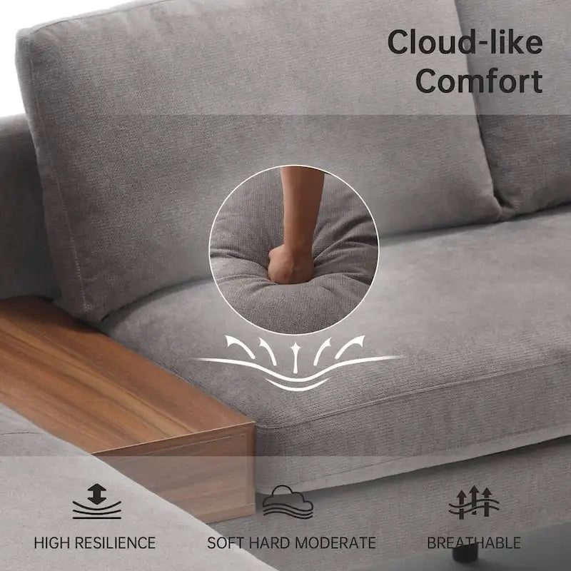 Canapé modulable réversible en U avec table d'appoint en bois et design réversible