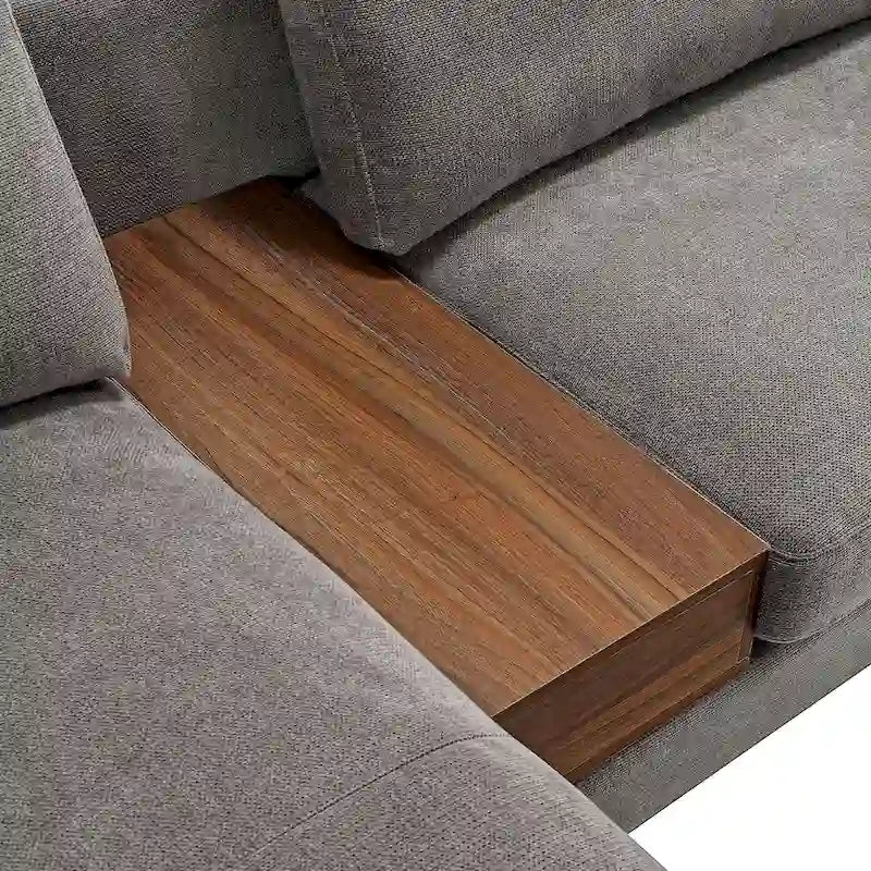 Canapé modulable réversible en U avec table d'appoint en bois et design réversible