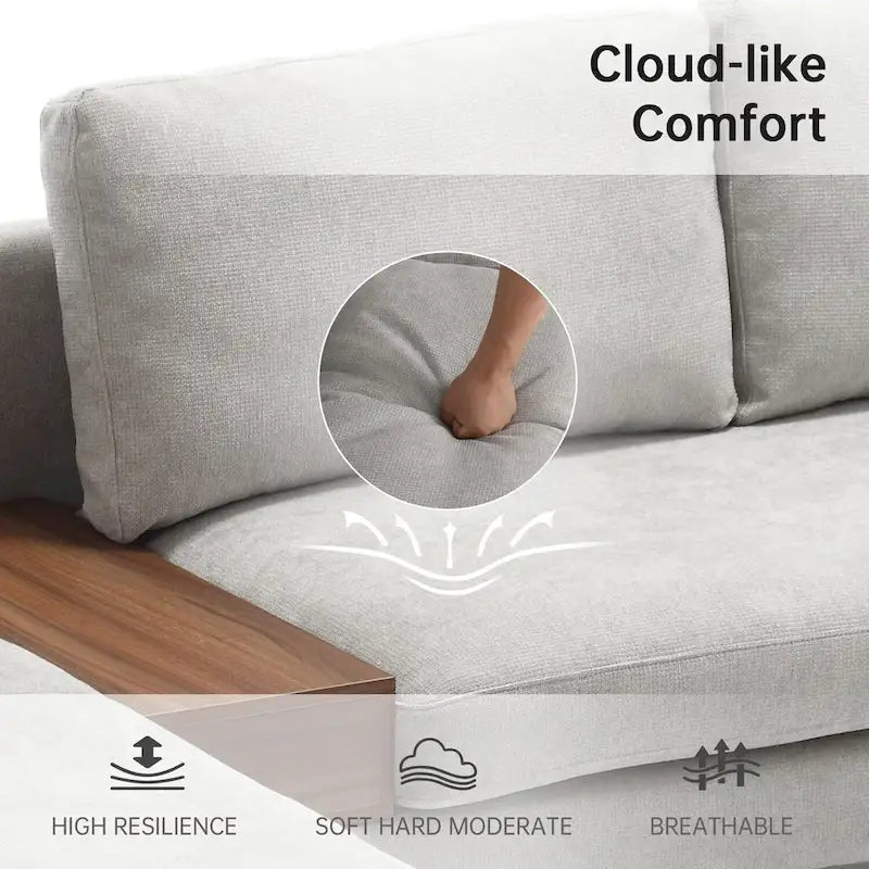 Canapé modulable réversible en U avec table d'appoint en bois et design réversible