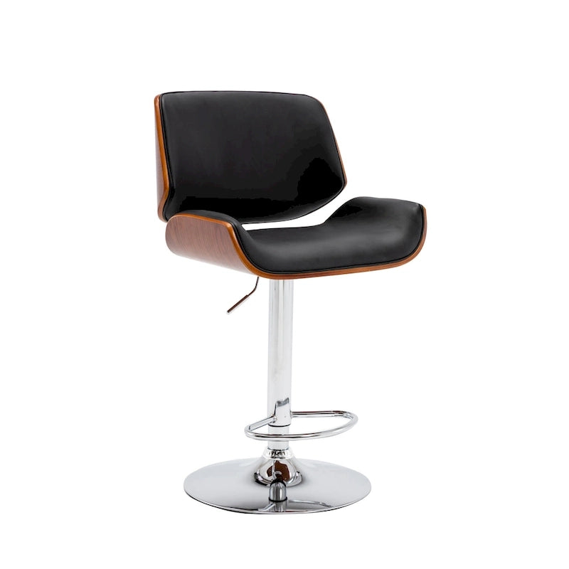 Tabouret de bar réglable en hauteur avec revêtement en PU et piètement chromé
