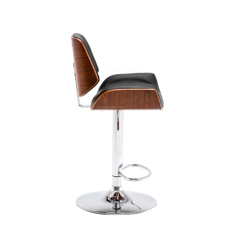 Tabouret de bar réglable en hauteur avec revêtement en PU et piètement chromé