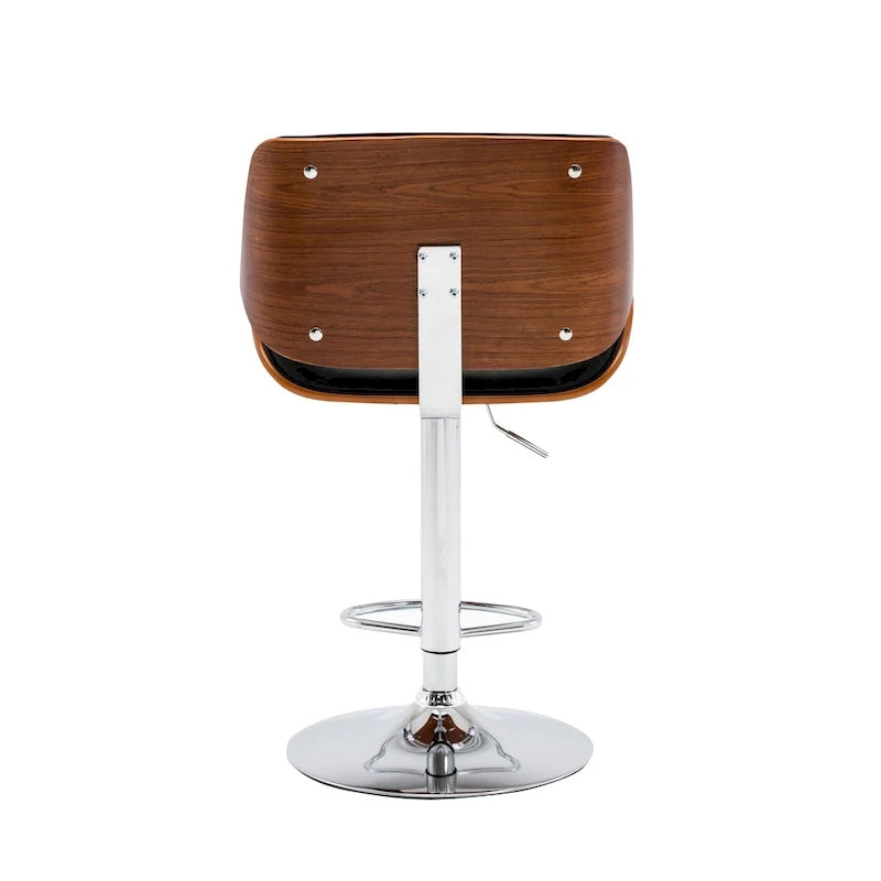 Tabouret de bar réglable en hauteur avec revêtement en PU et piètement chromé