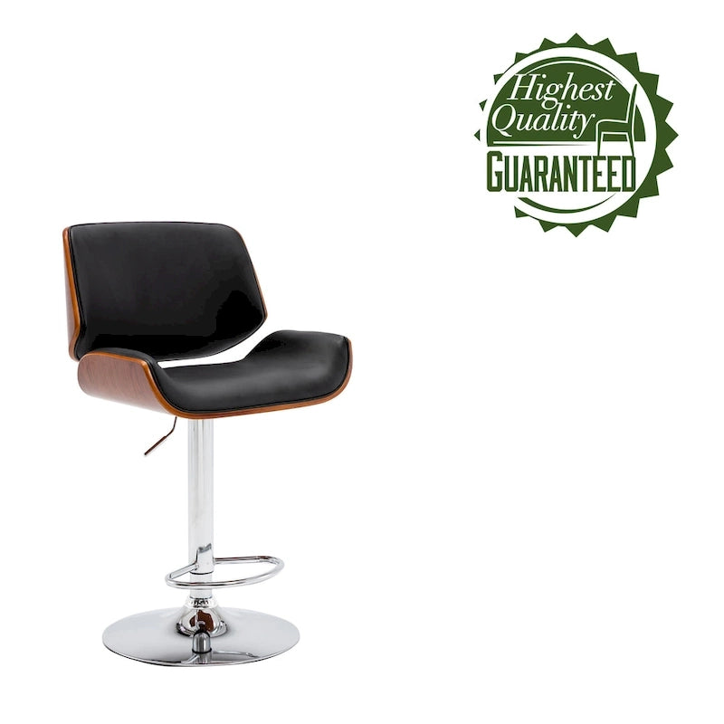 Tabouret de bar réglable en hauteur avec revêtement en PU et piètement chromé