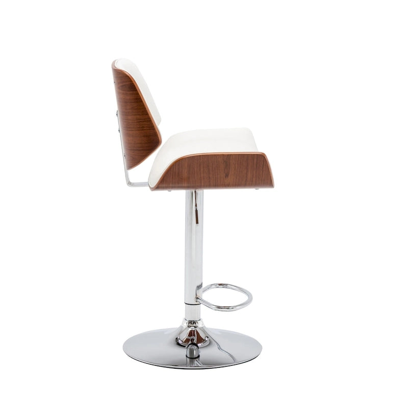 Tabouret de bar réglable en hauteur avec revêtement en PU et piètement chromé