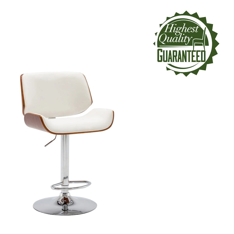 Tabouret de bar réglable en hauteur avec revêtement en PU et piètement chromé