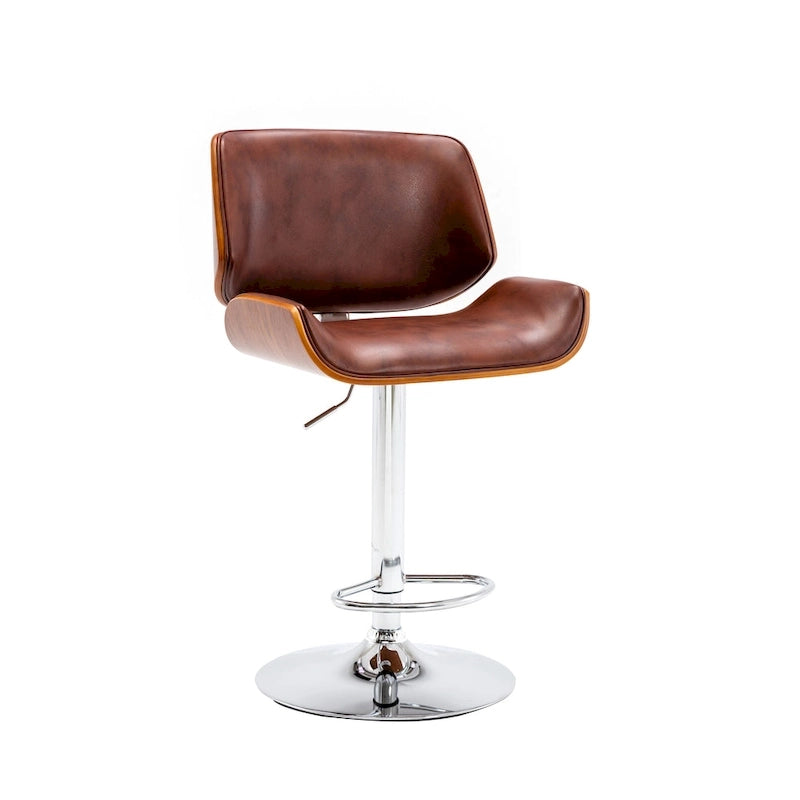 Tabouret de bar réglable en hauteur avec revêtement en PU et piètement chromé