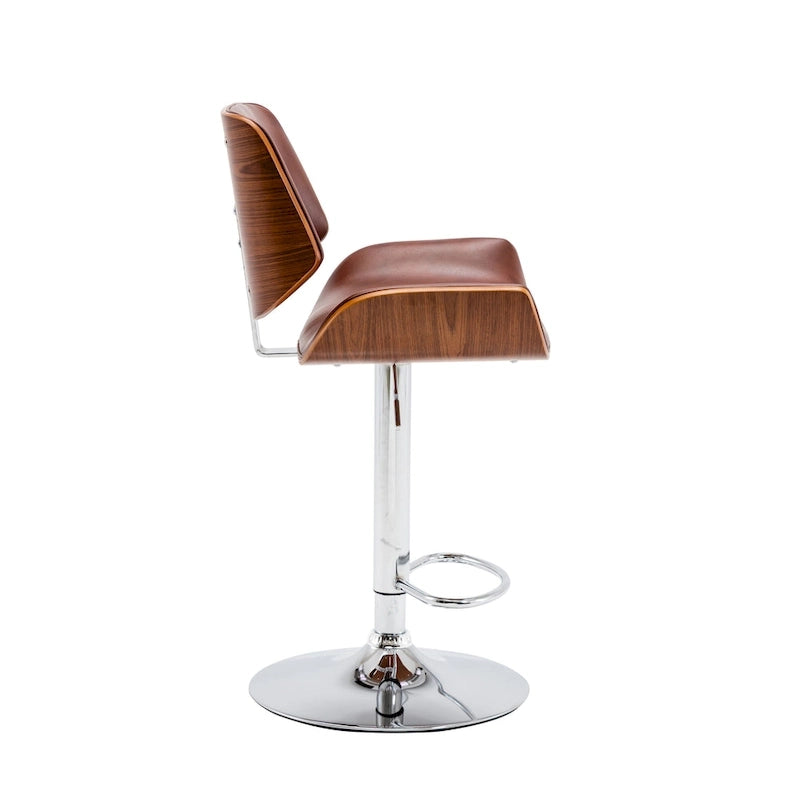 Tabouret de bar réglable en hauteur avec revêtement en PU et piètement chromé