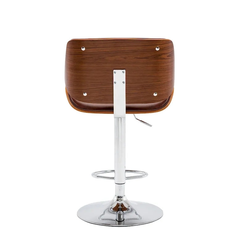 Tabouret de bar réglable en hauteur avec revêtement en PU et piètement chromé