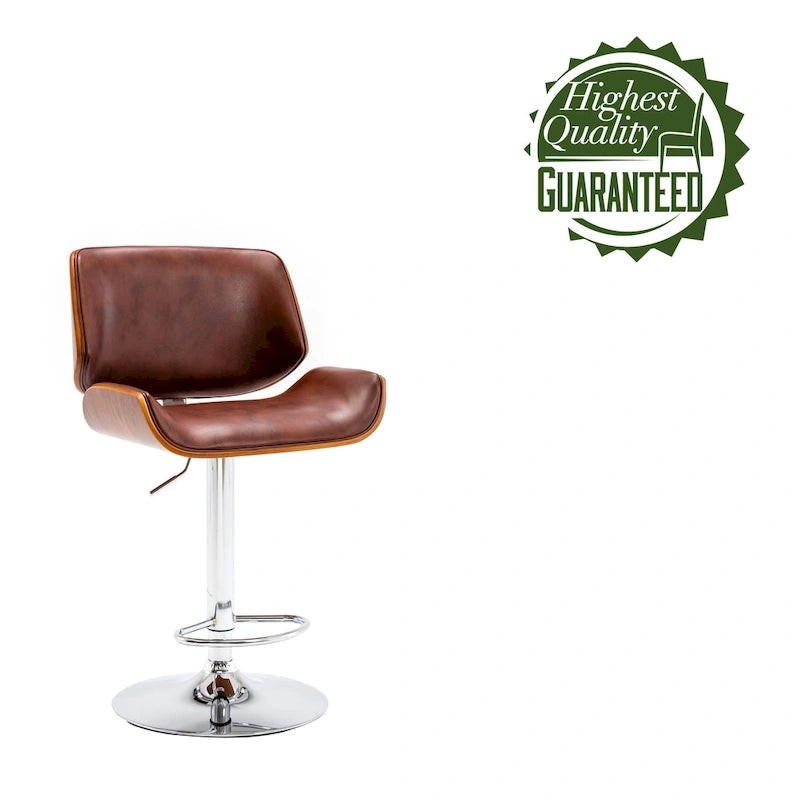 Tabouret de bar réglable en hauteur avec revêtement en PU et piètement chromé