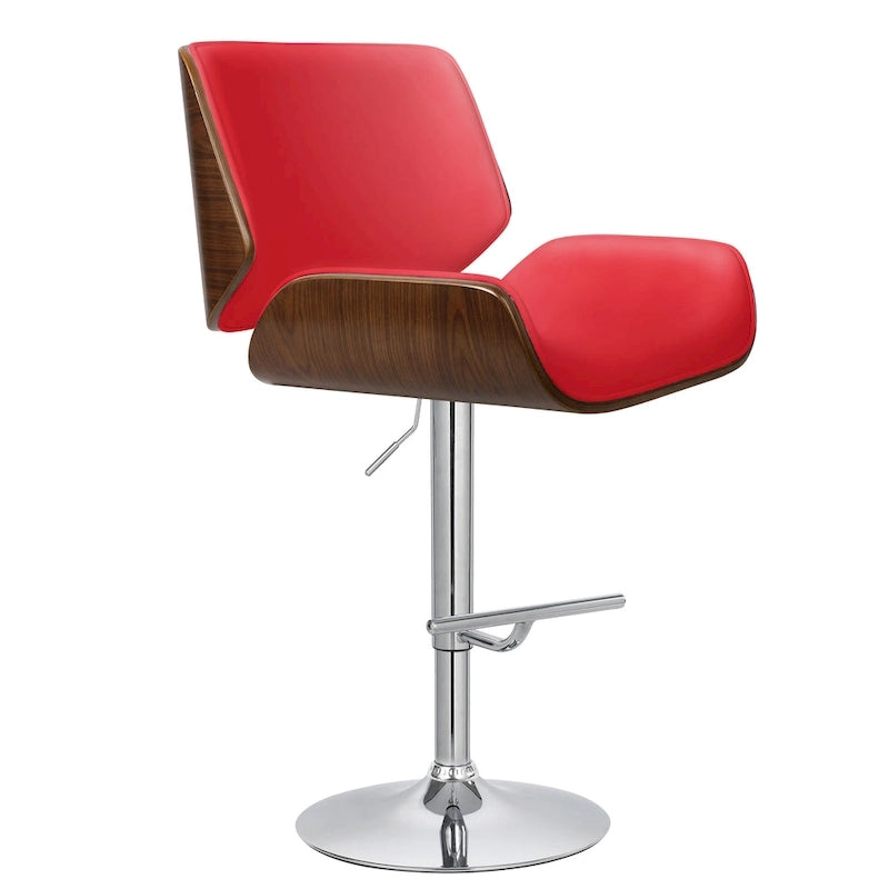 Tabouret de bar réglable en hauteur avec revêtement en PU et piètement chromé