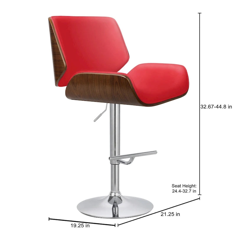 Tabouret de bar réglable en hauteur avec revêtement en PU et piètement chromé