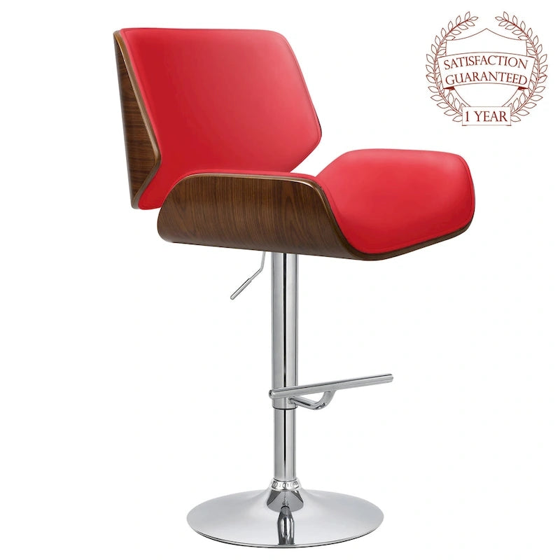 Tabouret de bar réglable en hauteur avec revêtement en PU et piètement chromé