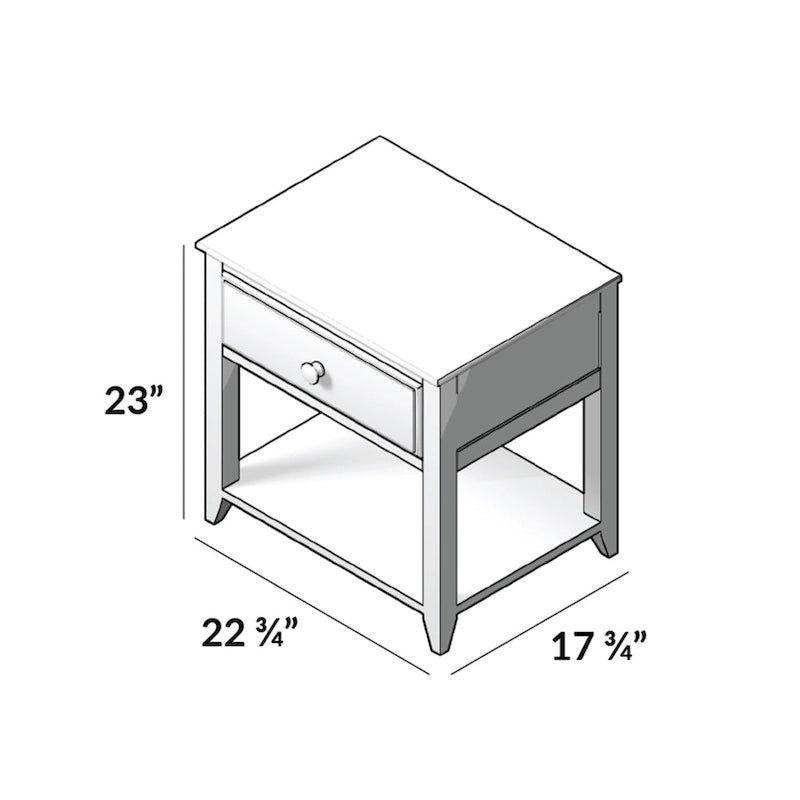 Table de chevet à plateau et poutre avec tiroir et étagère