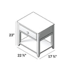 Table de chevet à plateau et poutre avec tiroir et étagère