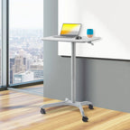Chariot de bureau mobile pour ordinateur portable réglable en hauteur pneumatiquement de 28 pouces