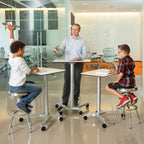 Chariot de bureau mobile pour ordinateur portable réglable en hauteur pneumatiquement de 28 pouces