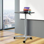 Chariot de bureau mobile pour ordinateur portable réglable en hauteur pneumatiquement de 28 pouces