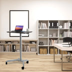 Chariot de bureau mobile pour ordinateur portable réglable en hauteur pneumatiquement de 28 pouces