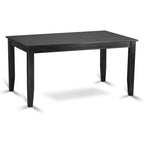 Table à manger rectangulaire avec chaises en similicuir noir