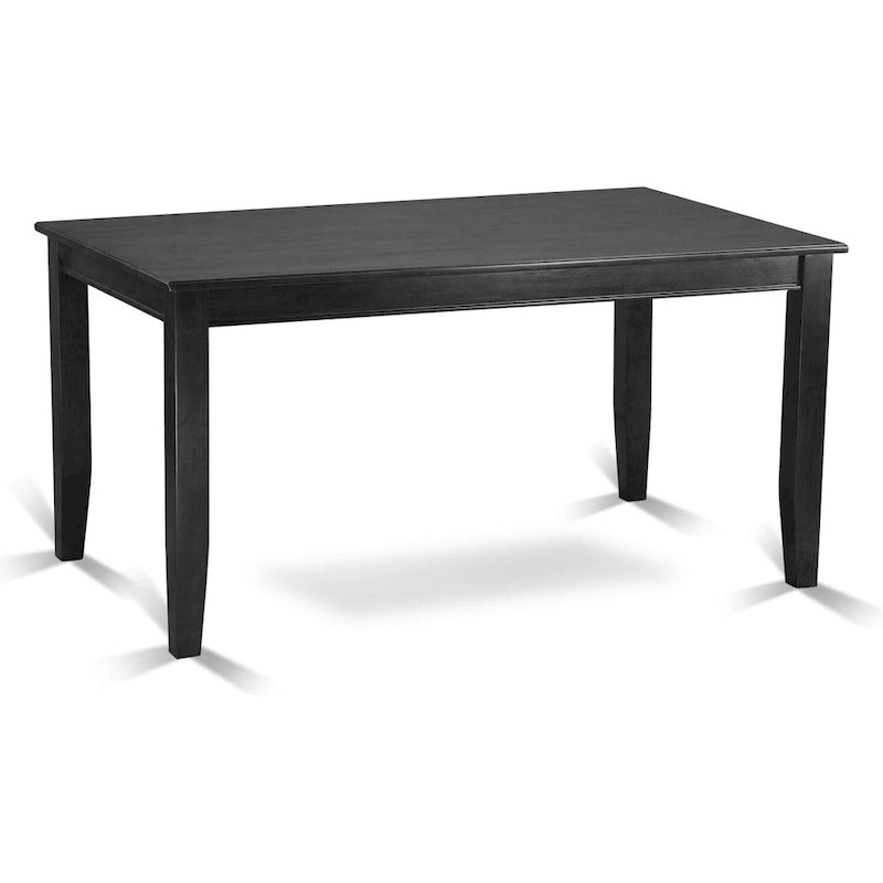 Table à manger rectangulaire avec chaises en similicuir noir