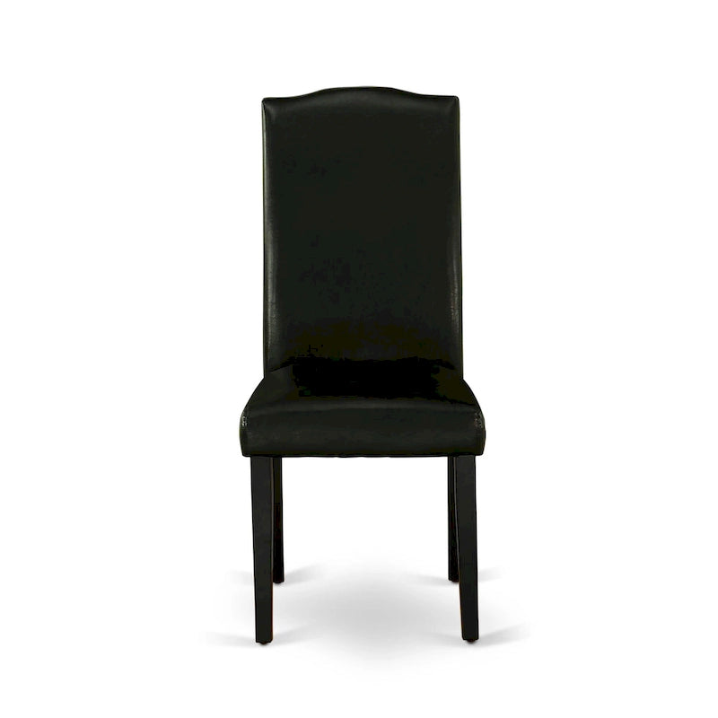 Table à manger rectangulaire avec chaises en similicuir noir