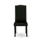 Table à manger rectangulaire avec chaises en similicuir noir