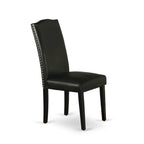 Table à manger rectangulaire avec chaises en similicuir noir