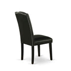 Table à manger rectangulaire avec chaises en similicuir noir