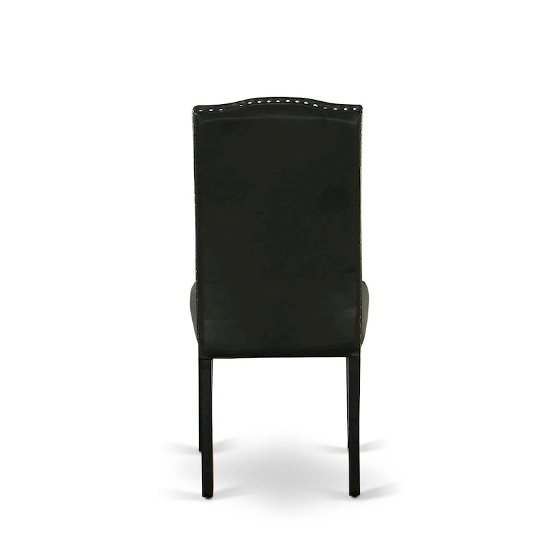 Table à manger rectangulaire avec chaises en similicuir noir