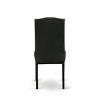 Table à manger rectangulaire avec chaises en similicuir noir