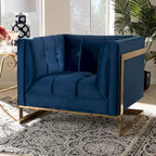Fauteuil en velours glamour avec cadre doré