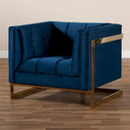 Fauteuil en velours glamour avec cadre doré