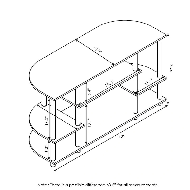 Meuble TV d'angle au design simple avec disposition peu encombrante