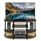 Meuble TV d'angle au design simple avec disposition peu encombrante